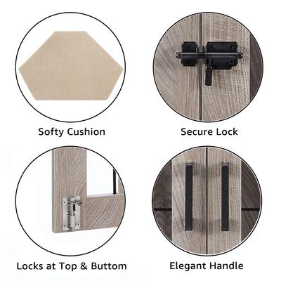 Show full view: Unipaws Furniture Corner Dog Crate with Cushion, Weathered Grey, Medium slide 7 of 9