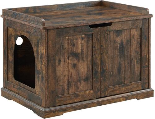 Show full view: Unipaws Furniture Enclosure Decorative Storage Bench Cat Litter Box, Rustic Brown slide 3 of 7