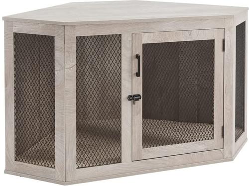 Show full view: Unipaws Furniture Style Corner Dog Crate, Medium, Gray slide 3 of 8