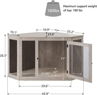 Show full view: Unipaws Furniture Style Corner Dog Crate, Medium, Gray slide 6 of 8