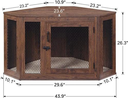 Show full view: Unipaws Furniture Style Corner Dog Crate, Walnut, Medium slide 5 of 8