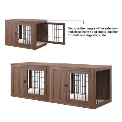 Show full view: Unipaws Furniture Style Dog Crate, Walnut, 38.5- in wide slide 8 of 9