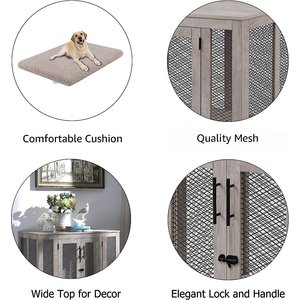 Unipaws Furniture Style Dog Crate, Weathered Gray, 38.5 inch wide