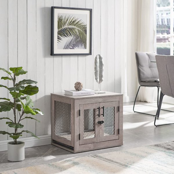 Show full view: Unipaws Furniture Style Dog Crate, Weathered Gray, 25.6 inch wide slide 1 of 9