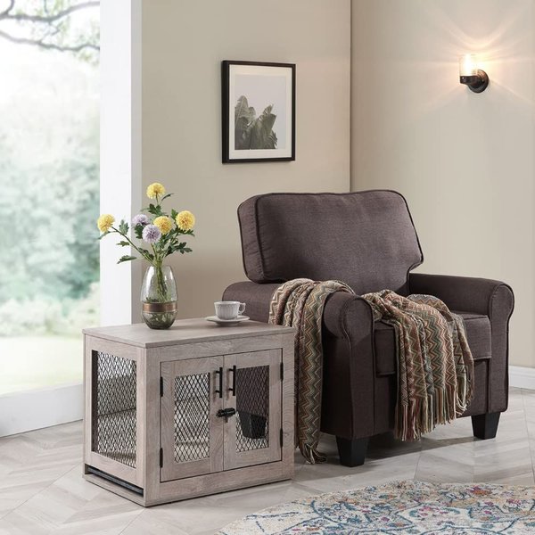 Show full view: Unipaws Furniture Style Dog Crate, Weathered Gray, 25.6 inch wide slide 2 of 9
