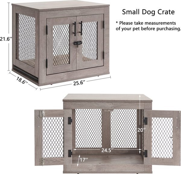 Show full view: Unipaws Furniture Style Dog Crate, Weathered Gray, 25.6 inch wide slide 6 of 9