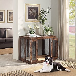 Unipaws Furniture Style Dog Crate, Rustic Brown, 38.5 inch wide