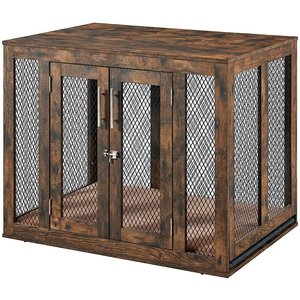 Unipaws Furniture Style Dog Crate, Rustic Brown, 38.5 inch wide