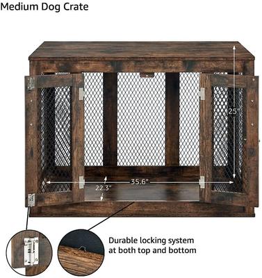 Show full view: Unipaws Furniture Style Dog Crate, Rustic Brown, 37 inch wide slide 3 of 9