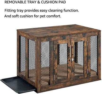 Show full view: Unipaws Furniture Style Dog Crate, Rustic Brown, 37 inch wide slide 4 of 9