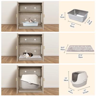 Show full view: Unipaws High Type Cat Litter Box Enclosure, Grey slide 4 of 9