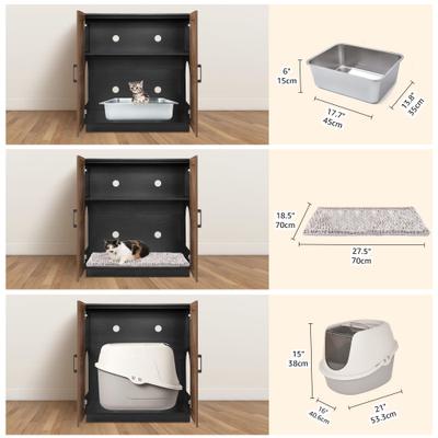 Show full view: Unipaws High Type Cat Litter Box Enclosure, Walnut slide 4 of 9