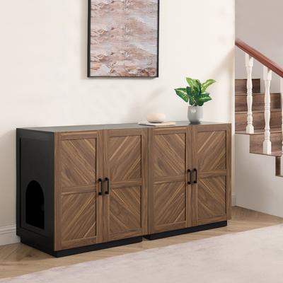 Show full view: Unipaws High Type Cat Litter Box Enclosure, Walnut slide 3 of 9