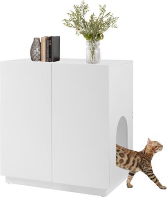 Show full view: Unipaws High Type Cat Litter Box Enclosure, White slide 1 of 9
