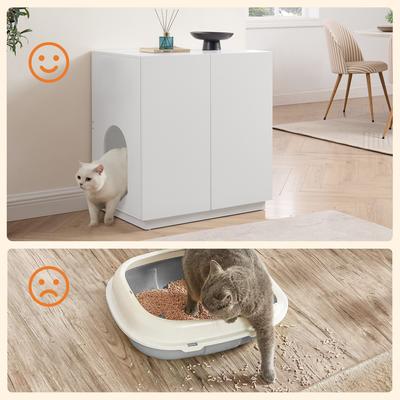 Show full view: Unipaws High Type Cat Litter Box Enclosure, White slide 6 of 9