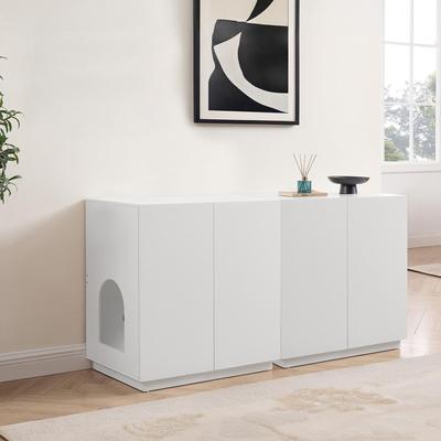 Show full view: Unipaws High Type Cat Litter Box Enclosure, White slide 3 of 9