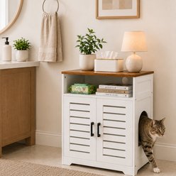 Unipaws Louver Doors Cat Litter Box Enclosure, White