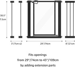 Unipaws Plastic & Steel Transparent Walkthrough Dog Gate, Black slide 2 of 7
