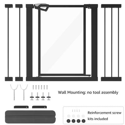 Show full view: Unipaws Plastic & Steel Transparent Walkthrough Dog Gate, Black slide 5 of 7