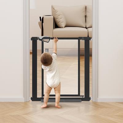 Show full view: Unipaws Plastic & Steel Transparent Walkthrough Dog Gate, Black slide 6 of 7