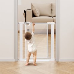 Unipaws Plastic & Steel Transparent Walkthrough Dog Gate, White slide 2 of 7