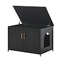 Unipaws Cat Litter Box Enclosure with Top Opening, Large, Black & Gold