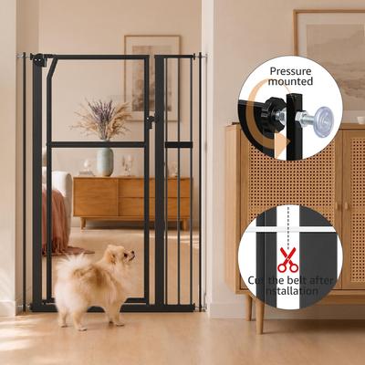 Show full view: Unipaws Pressure Mounted Transparent Cat & Dog Gate, Black, 56 x 37.5-in slide 4 of 7