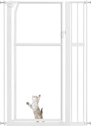 Unipaws Pressure Mounted Transparent Cat & Dog Gate, White, 56 x 37.5-in