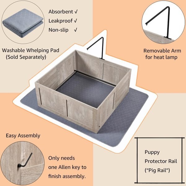 Unipaws Whelping Box for Dogs, Weathered Grey, Medium
