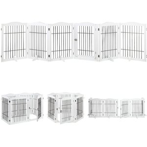 Unipaws 31.5-in 6 Panel Freestanding Wooden Wire Dog & Cat Gate, White