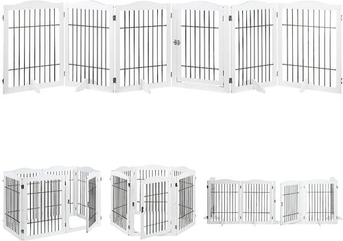 Show full view: Unipaws 31.5-in 6 Panel Freestanding Wooden Wire Dog & Cat Gate, White slide 3 of 8