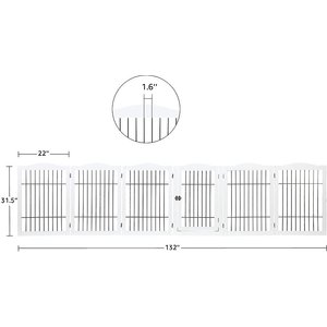 Unipaws 31.5-in 6 Panel Freestanding Wooden Wire Dog & Cat Gate, White