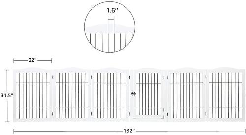 Show full view: Unipaws 31.5-in 6 Panel Freestanding Wooden Wire Dog & Cat Gate, White slide 4 of 8
