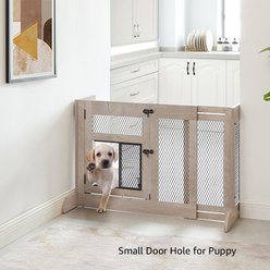 Unipaws Wood Dog & Cat Gate, Weathered Gray, Medium: 27.5-in