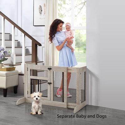 Show full view: Unipaws Wood Dog & Cat Gate, Weathered Gray, Medium: 27.5-in slide 4 of 7