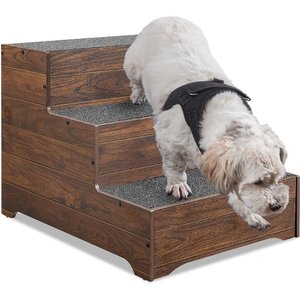 Unipaws MDF Three-Story Dog Ladder, Walnut, Large