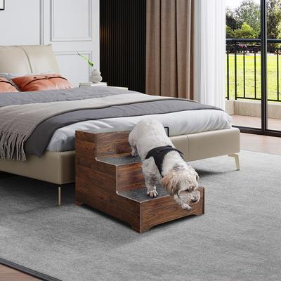 Show full view: Unipaws MDF Three-Story Dog Ladder, Walnut, Large slide 2 of 8