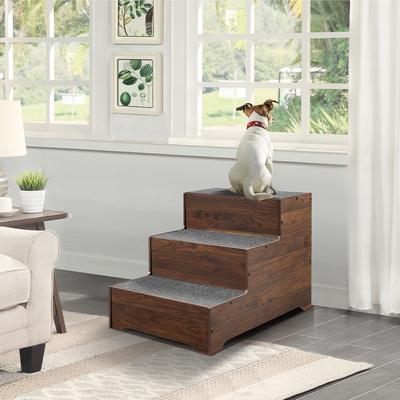 Show full view: Unipaws MDF Three-Story Dog Ladder, Walnut, Large slide 3 of 8