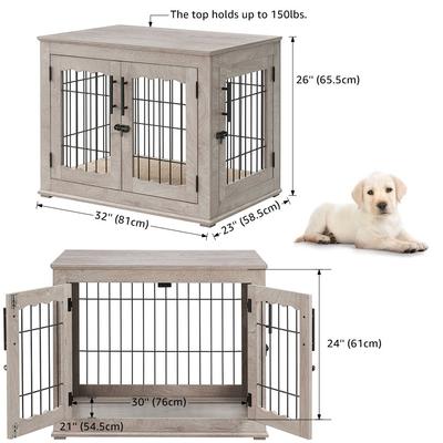 Unipaws Wooden Wire Furniture End Table Dog Crate