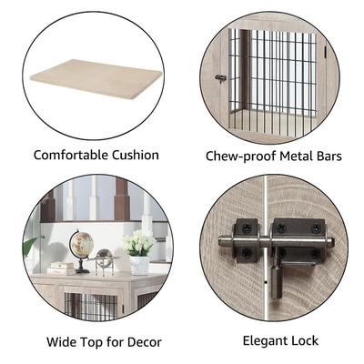 Show full view: Unipaws Wooden Wire Furniture Style Dog Crate, 40.9-in wide slide 5 of 8