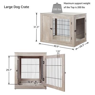 Show full view: Unipaws Wooden Wire Furniture Style Dog Crate, 40.9-in wide slide 6 of 8