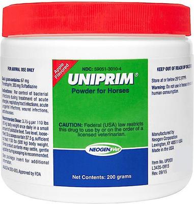 Show full view: Uniprim Powder for Horses Apple Flavor, 200-gm slide 1 of 5