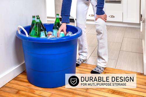 Show full view: United Solutions Easy-Access Rope Handle Storage Tub, Blue, 19-gal, 2 count slide 6 of 9