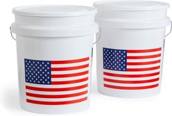 United Solutions USA Flag Heavy Duty Plastic Bucket, White, 5-gal, 2 count