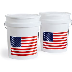 United Solutions USA Flag Heavy Duty Plastic Bucket, White, 5-gal, 2 count