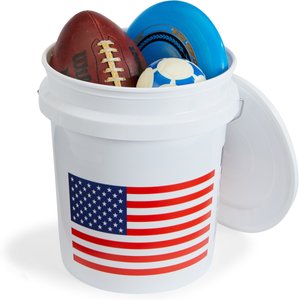United Solutions USA Flag Heavy Duty Plastic Bucket, White, 5-gal, 2 count