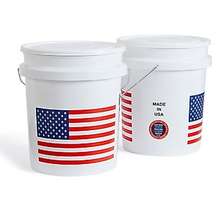 United Solutions USA Flag Heavy Duty Plastic Bucket, White, 5-gal, 2 count