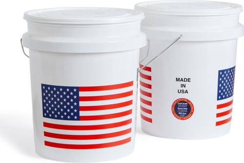 Show full view: United Solutions USA Flag Heavy Duty Plastic Bucket, White, 5-gal, 2 count slide 2 of 8
