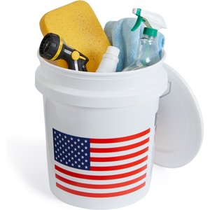 United Solutions USA Flag Heavy Duty Plastic Bucket, White, 5-gal, 2 count