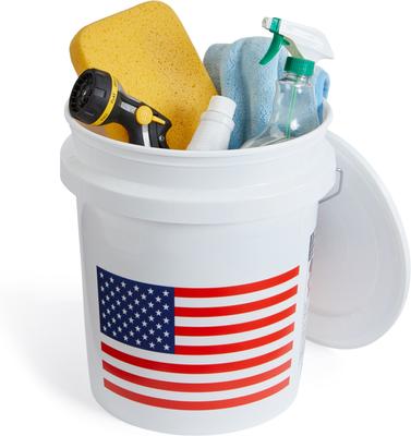 Show full view: United Solutions USA Flag Heavy Duty Plastic Bucket, White, 5-gal, 2 count slide 5 of 8
